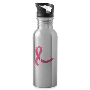 Breast Cancer Awareness Supporter - 20 oz Water Bottle - silver - Right