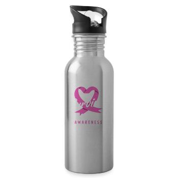 Breast Cancer Awareness Supporter - 20 oz Water Bottle - silver - Right