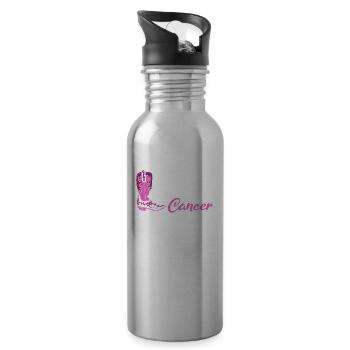 Breast Cancer Awareness Supporter - 20 oz Water Bottle - silver - Right