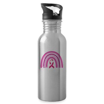 Breast Cancer Awareness Supporter - 20 oz Water Bottle - silver - Right
