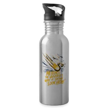 Stargazing Adventures Under the Meteor Shower - 20 oz Water Bottle - silver - Right