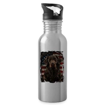 Curly Coated Retriever - 20 oz Water Bottle - silver - Right