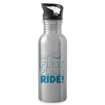 My First Plane Ride First Time Flying Adventure - 20 oz Water Bottle - silver - Right