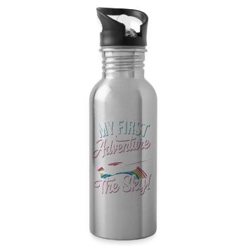 My First Plane Ride First Time Flying Adventure - 20 oz Water Bottle - silver - Right