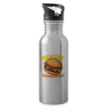 Beware of the Hamburger Thief for a Burger Eater - 20 oz Water Bottle - silver - Right