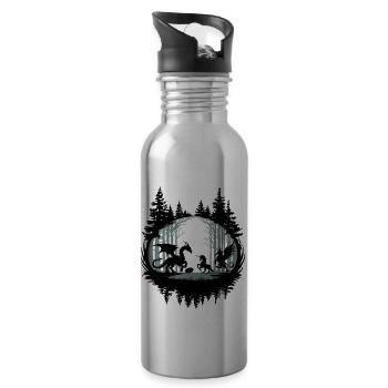 Fantasy Football Creatures In The Forest Design - 20 oz Water Bottle - silver - Right