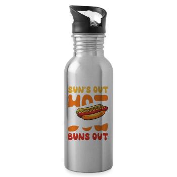 Sun's Out Hot Dog Buns Out for a Burger Eater - 20 oz Water Bottle - silver - Right
