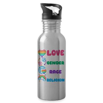 Love, A Statement for Equality and Diversity - 20 oz Water Bottle - silver - Right