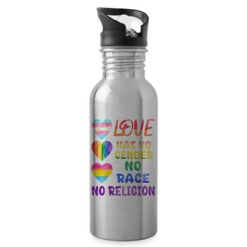 Love, A Statement for Equality and Diversity - 20 oz Water Bottle - silver - Right