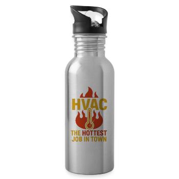 HVAC Tech AC Repair Thermostat Humor Blue Collar - 20 oz Water Bottle - silver - Right