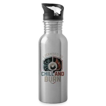 HVAC Tech AC Repair Thermostat Humor Blue Collar - 20 oz Water Bottle - silver - Right