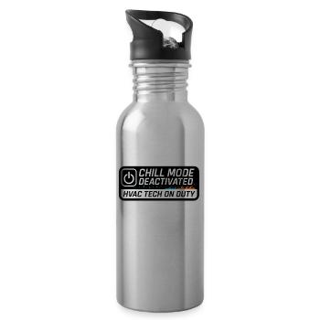 HVAC Tech AC Repair Thermostat Humor Blue Collar - 20 oz Water Bottle - silver - Right
