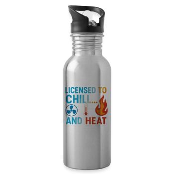 HVAC Tech AC Repair Thermostat Humor Blue Collar - 20 oz Water Bottle - silver - Right