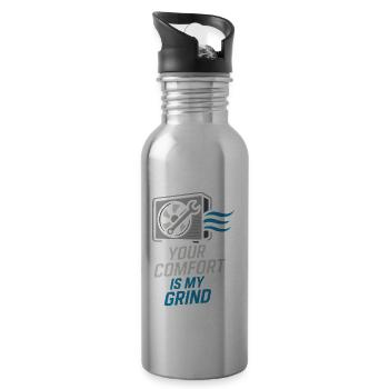 HVAC Tech AC Repair Thermostat Humor Blue Collar - 20 oz Water Bottle - silver - Right