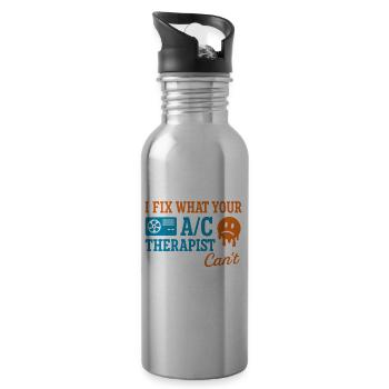 HVAC Tech AC Repair Thermostat Humor Blue Collar - 20 oz Water Bottle - silver - Right