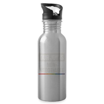 Queer Pride Queer Joy LGBTQ+ Affirmation Trans - 20 oz Water Bottle - silver - Right