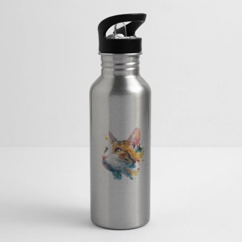 Cat: Feline Ink Burst - 20 oz Water Bottle