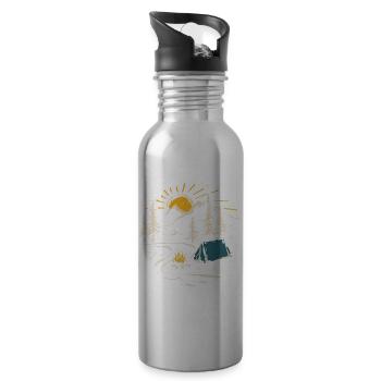 Sunrise Camp in Pine Forest - 20 oz Water Bottle - silver - Right