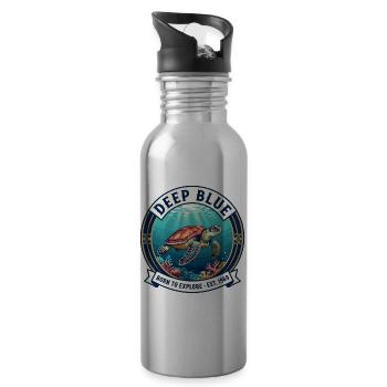 Deep Blue Sea Turtle Ocean Explorer Vintage - 20 oz Water Bottle - silver - Right