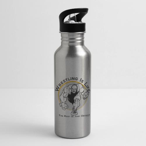 Wrestling is Life - bw - 20 oz Water Bottle