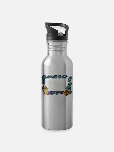 Tiki Princess - 20 oz Water Bottle - silver