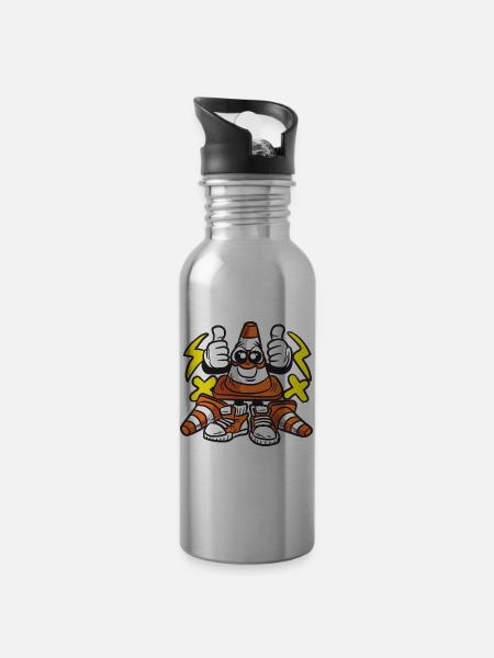 Traffic Cone - 20 oz Water Bottle - silver