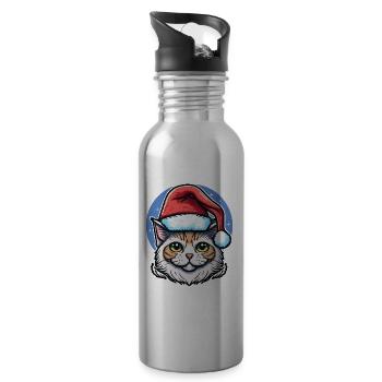 Gorgeous Christmas cat digital artwork, the - 20 oz Water Bottle - silver - Right