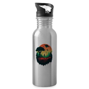 alien staring - 20 oz Water Bottle - silver - Right
