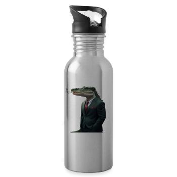 Alligator relaxing after work - 20 oz Water Bottle - silver - Right