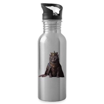 A fluffy cat dressed as a king - 20 oz Water Bottle - silver - Right