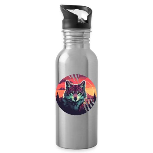 Colorful Wolf Stare - 20 oz Water Bottle