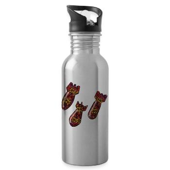 Flowers instead of bombs - 20 oz Water Bottle - silver - Right