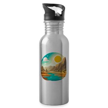 Serene Desert Oasis - 20 oz Water Bottle - silver - Right