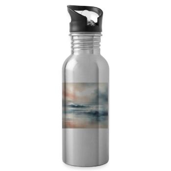 Serene Ocean Dawn Abstract - 20 oz Water Bottle - silver - Right