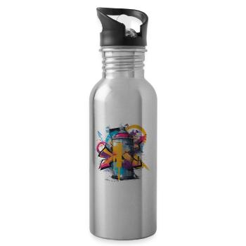 Vibrant Graffiti Spray Can Artwork - 20 oz Water Bottle - silver - Right