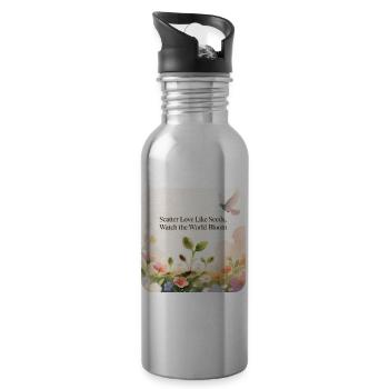 Blooming Seeds Inspirational Design - 20 oz Water Bottle - silver - Right