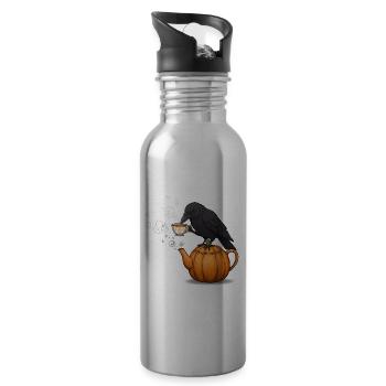 Crow and Pumpkin Teapot Tea Party - 20 oz Water Bottle - silver - Right