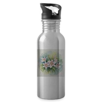 Watercolor Lily Bouquet - 20 oz Water Bottle - silver - Right