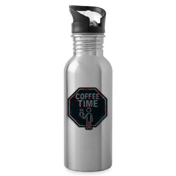 Coffee Time Neon Glitch - 20 oz Water Bottle - silver - Right