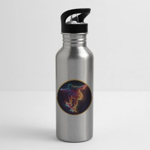 Skateboarding: Midnight Neon Skater - 20 oz Water Bottle