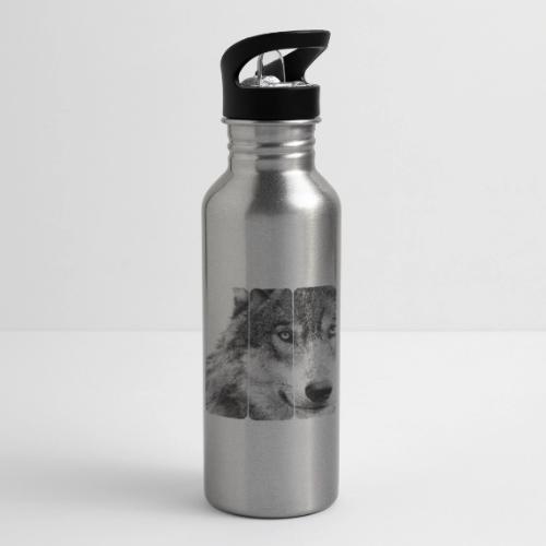 Wolf Face Triptych: Silent Alpha - 20 oz Water Bottle