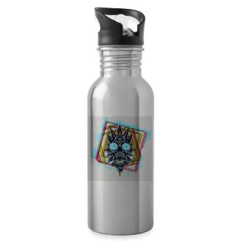 Neon Skull Geometric Bloom - 20 oz Water Bottle - silver - Right