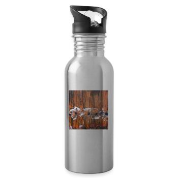 Rustic Flame Bloom Abstract - 20 oz Water Bottle - silver - Right