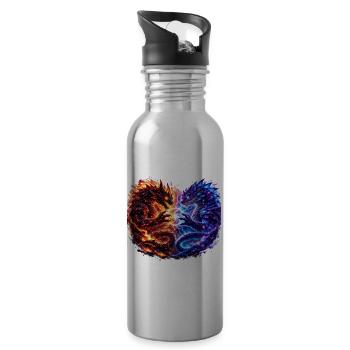 Fire & Ice Dragon Duel - 20 oz Water Bottle - silver - Right