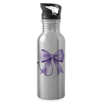Purple Medical Bow Stethoscope - 20 oz Water Bottle - silver - Right