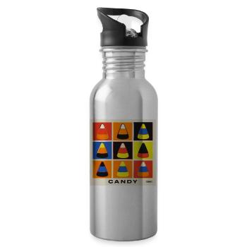 Pop Art Candy Corn Halloween Warhol Style Grid - 20 oz Water Bottle - silver - Right