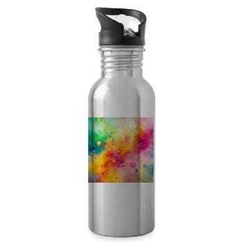 Rainbow Splash Abstract - 20 oz Water Bottle - silver - Right