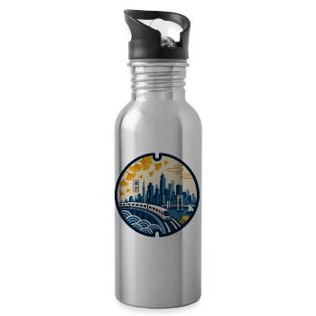 Tokyo Manhole Art - 20 oz Water Bottle - silver - Right
