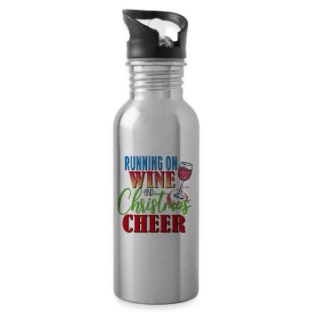 Running on Wine and Christmas Cheer - 20 oz Water Bottle - silver - Right
