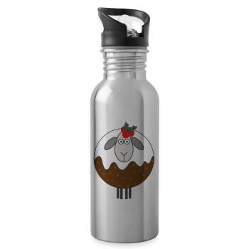 Fancy Dress Christmas Pudding Sheep - 20 oz Water Bottle - silver - Right